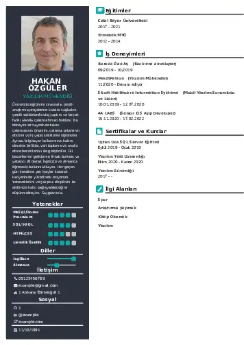 Yazılım Mühendisi Cv Örnekleri cv indir